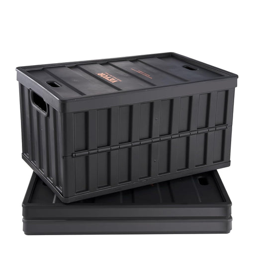 VEVOR Set of 3 65L Professional Folding Box Made of PP Transport Box with Lid Foldable Storage Box with Handle Stackable Boxes Storage Box Folding Boxes Stacking Boxes for Storage and Transport