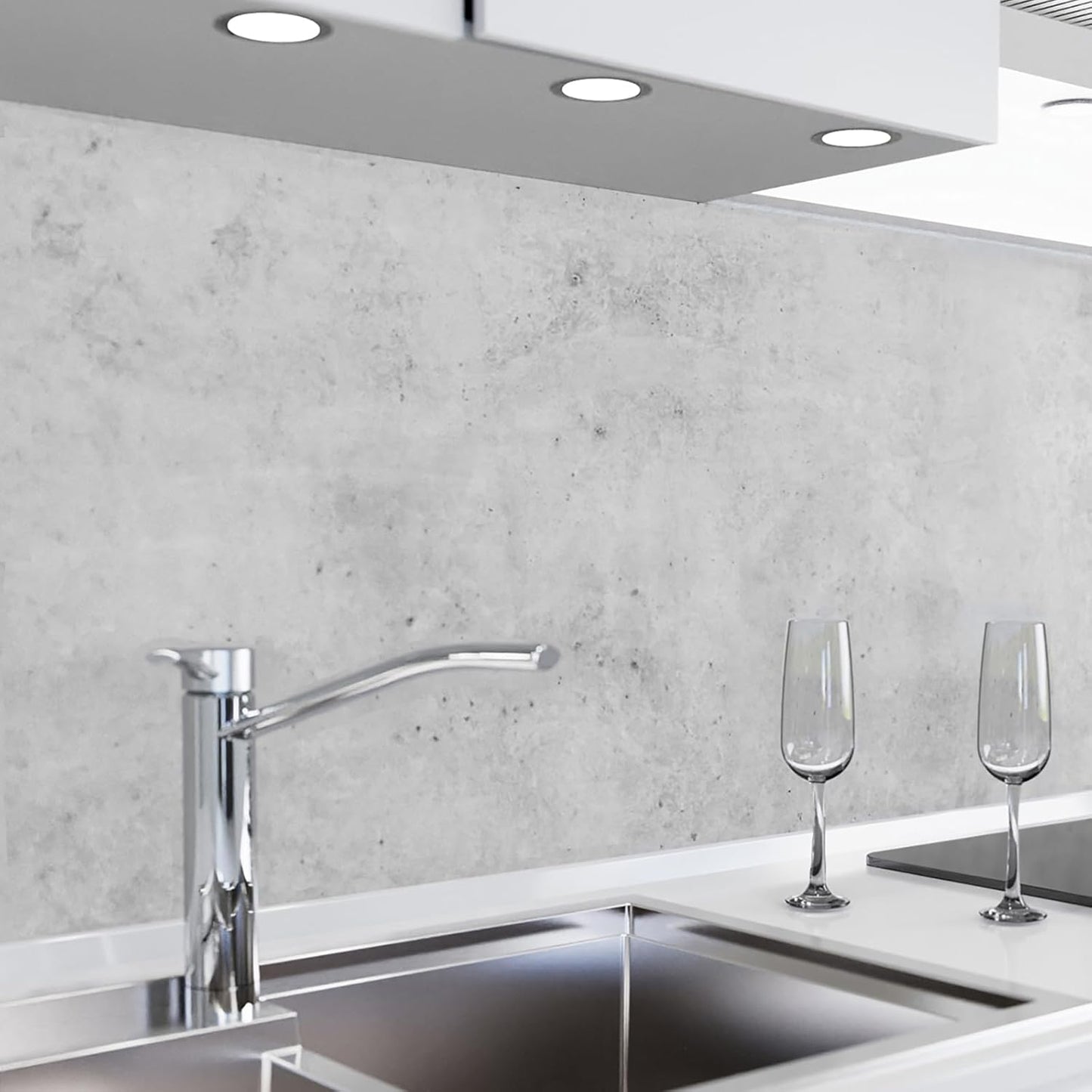 danario Self-Adhesive Kitchen Splashback, Matt, Kitchen Splash Guard, Reinforced Polyethylene Terephthalate (PET) Film, 0.37 mm, Concrete, 60 x 60 cm