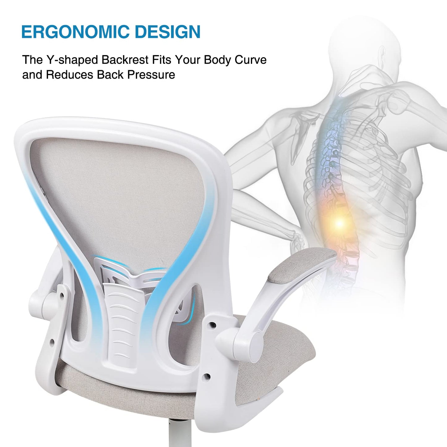 Fullwatt Ergonomic Office Chair, Desk Chair, Individually Adjustable with 4D Armrests, 2D Adjustable Headrest, Lumbar Support, Height Adjustable, 90°-135° Swings (Black)