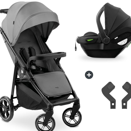 hauck Shop N Care Olive Children's Buggy with Reclining Function from Birth to 22 kg, Cup Holder and Snack Tray, Small Foldable, UV Protection 50+, XL Basket up to 3 kg