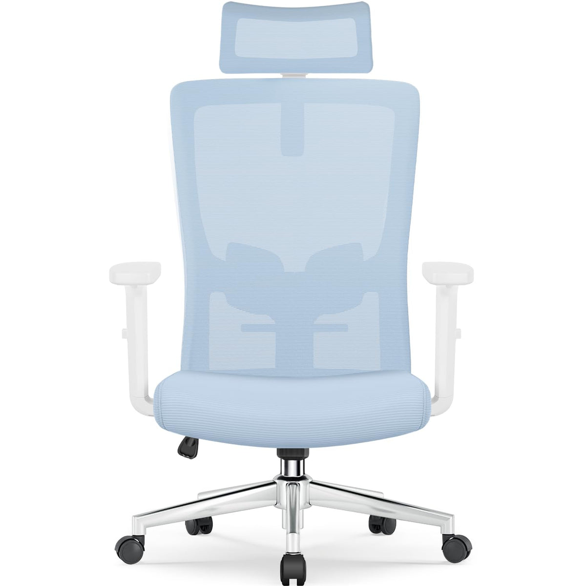Ergonomic Office Chair with Adjustable Lumbar Support, Armrests and Headrest, Swivel Office Chair 150 kg, Desk Chair, Executive Chair, Rocker Function up to 135°