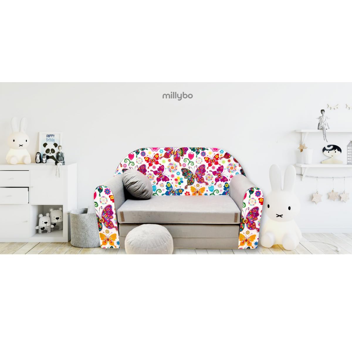 Children's Sofa with Sleep Function Foldable 3-in-1 Children's Sofa Play Sofa with Bed Function Girls Boys Bean Bag Mini Sofa Bed Children's Room Sleeping Chair (A39)