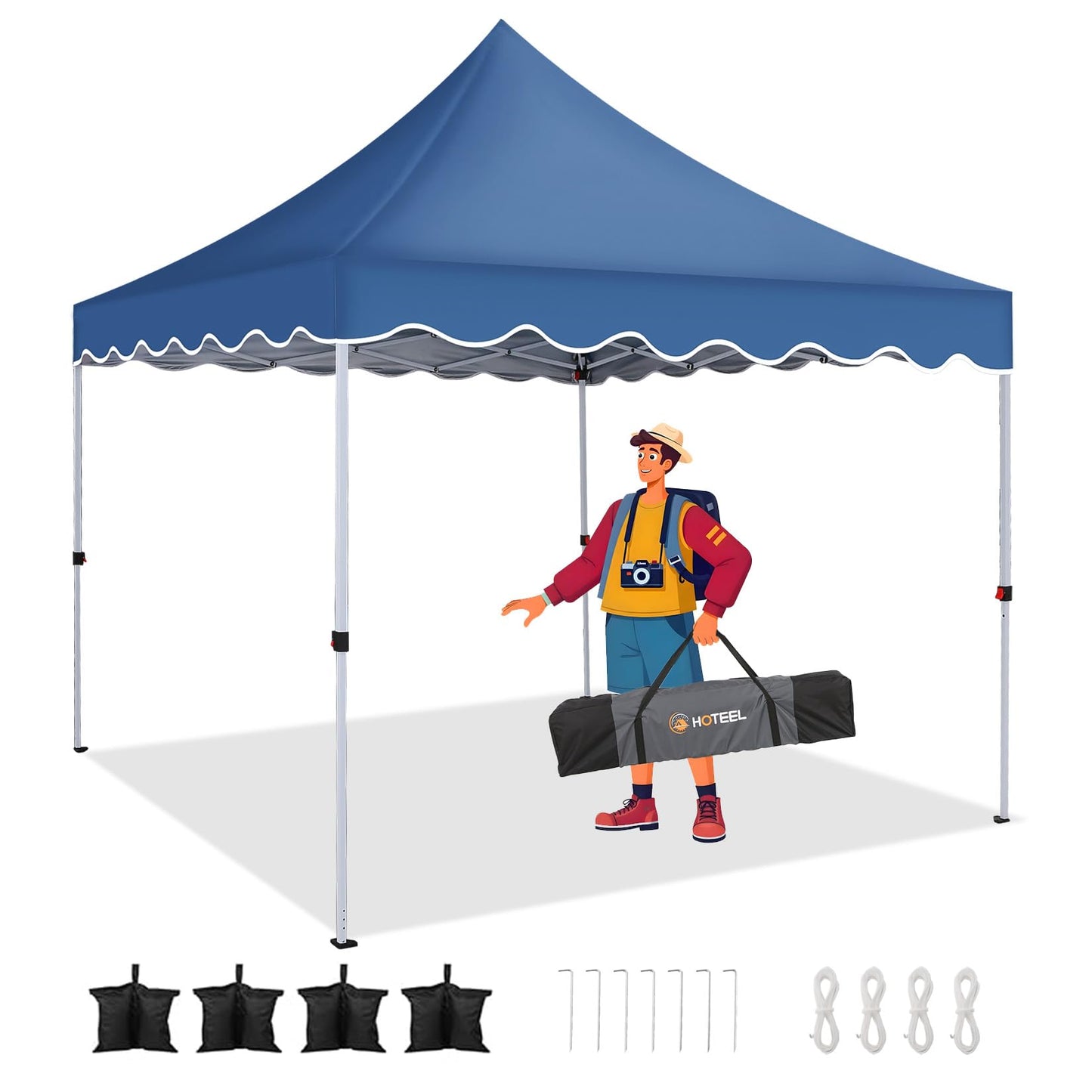 HOTEEL Gazebo 3 x 6 Waterproof Stable with 6 Removable Side Walls, Wave Hem Roof Party Tent 3 x 6 with Wheel Bag and 4 Sand Bags, Folding Gazebo 3 x 6 Parasol for Wedding Market (Grey)