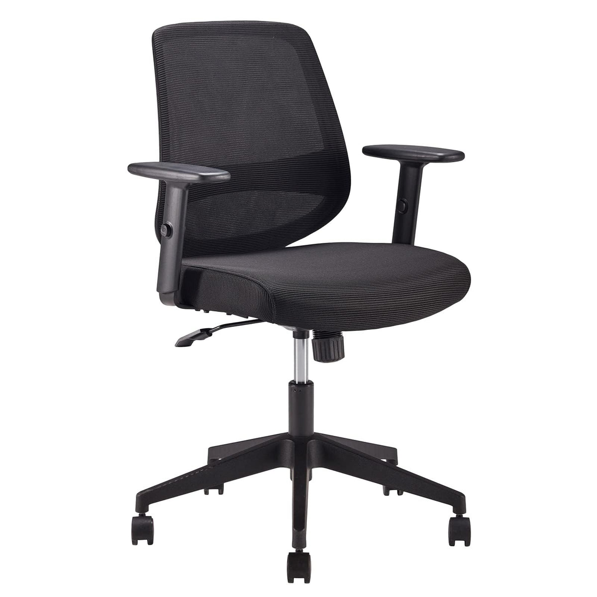 Amazon Basics Ergonomic Office Chair, Desk Chair with Adjustable Armrests, Lumbar Support, Mesh Executive Chair, Back Friendly, Easy Assembly, 25 x 23 x 36 Inch, Black