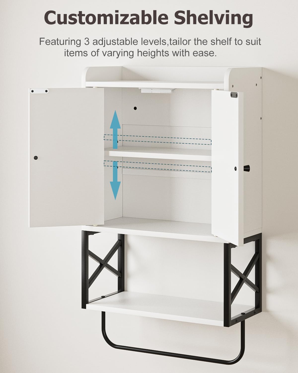 Bathroom Cabinet, Small Medicine Cabinets with Adjustable Shelf and Magnetic Locking Doors, Wall Mounted Hanging Cabinet for Bathroom/Laundry, White