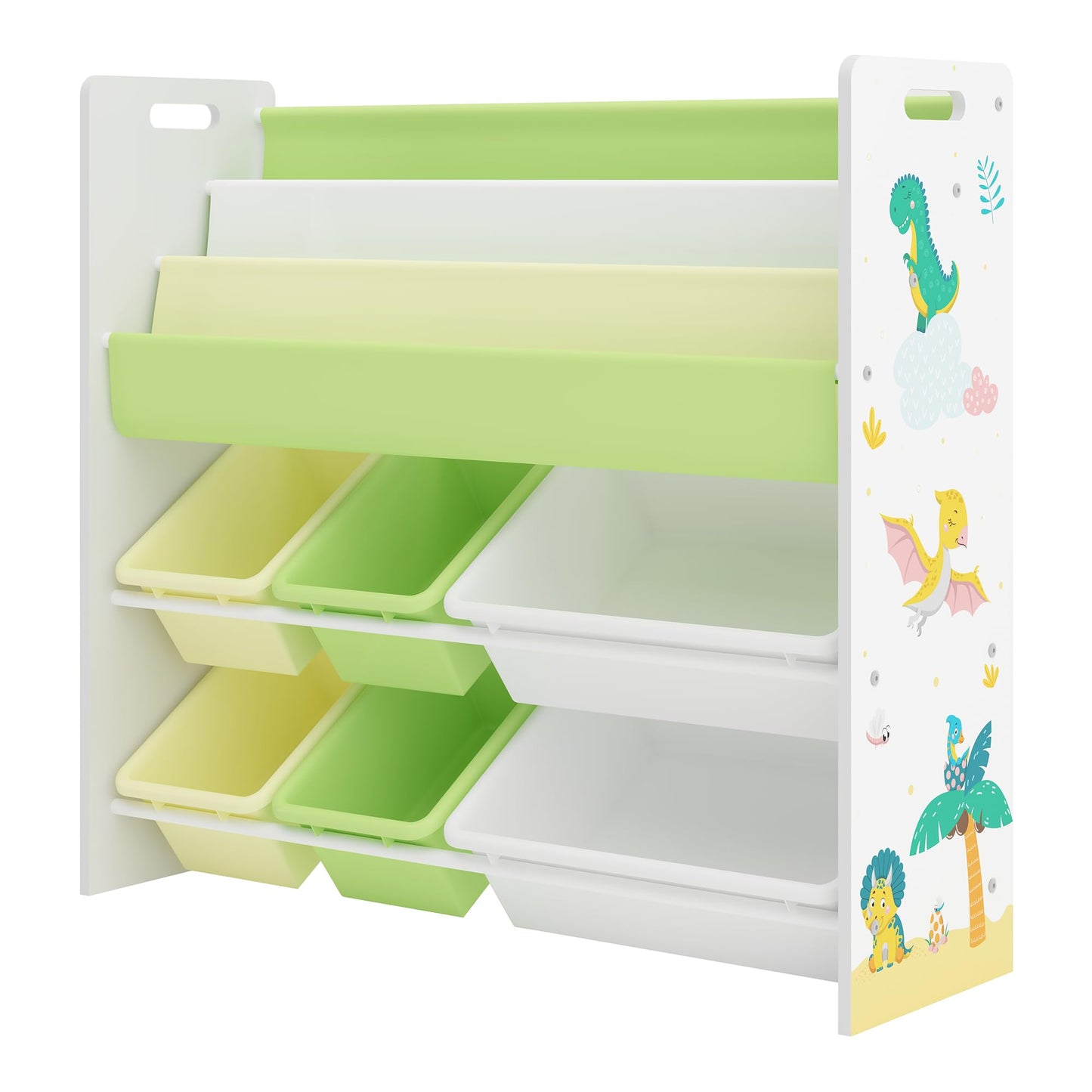 [en.casa] Kinderregal Rødøy Bücherregal für Kinder mit 6 Kisten Spielzeugregal 78 x 86 x 27 cm Spielzeug Aufbewahrung Koala Motiv