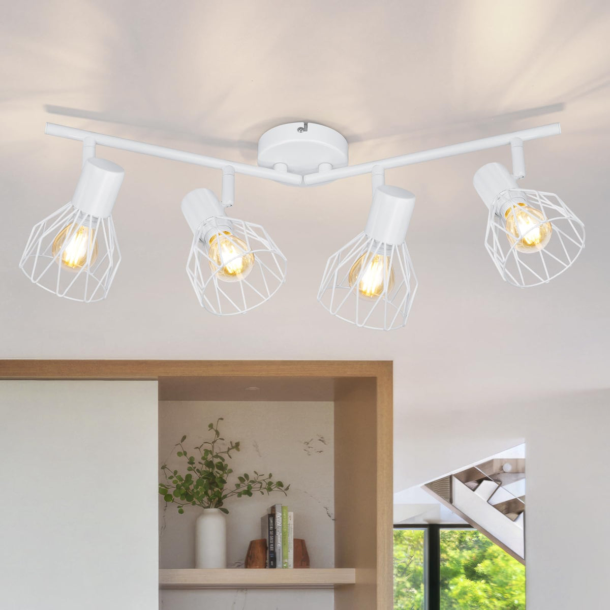 Kimjo 6-Bulb LED Ceiling Spotlight, Swivelling E14 Ceiling Spotlight, Black 6-Bulb Ceiling Light For Living Room, LED Kitchen Ceiling Light, Without Bulbs