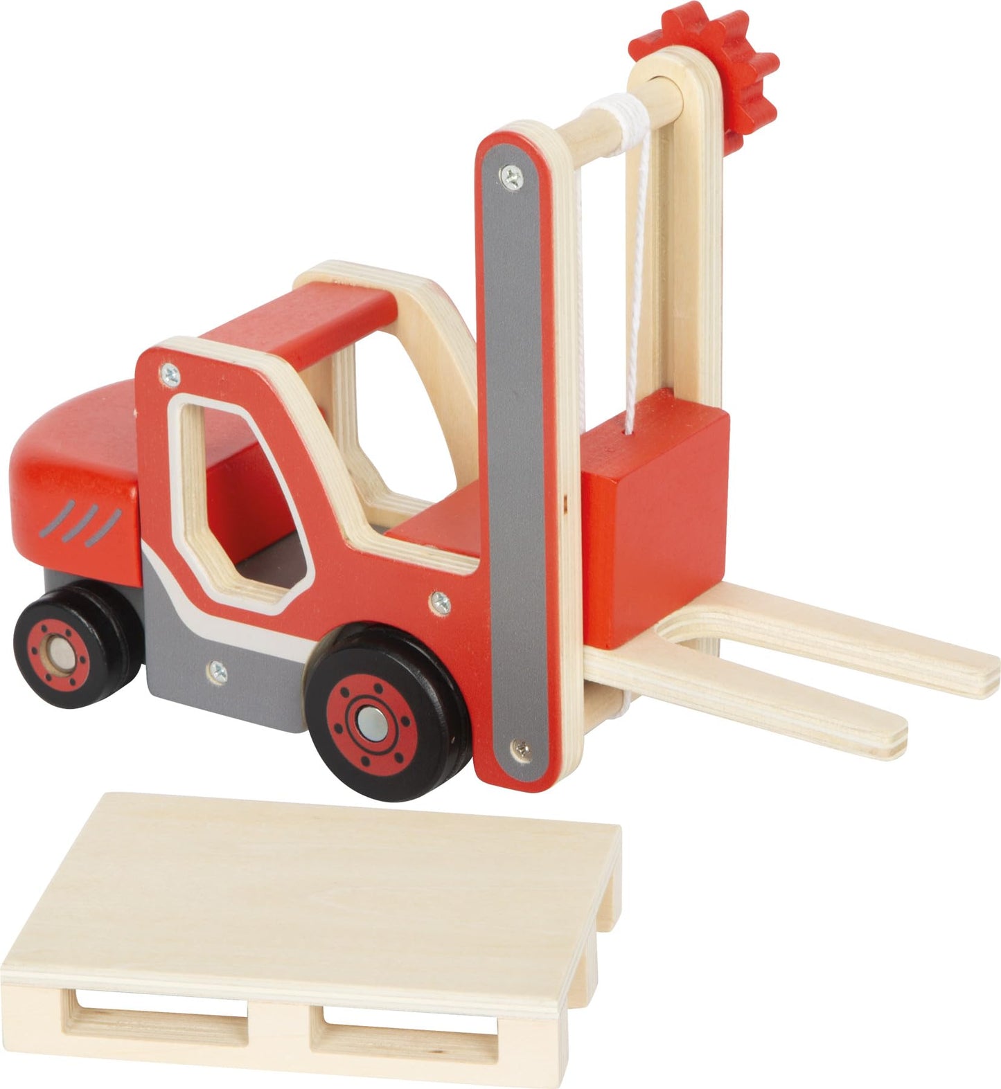 small foot Crane Truck with Wooden Pallet, Toy Vehicle for Children, with 360° Rotating Crane and Accessories, from 2 Years, 12639