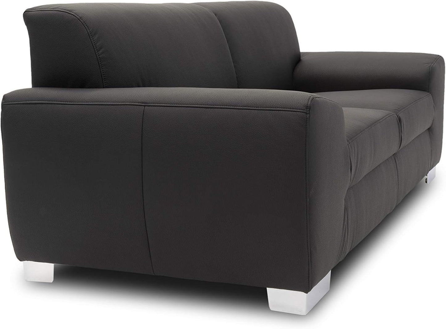 Domo Collection Ricardo Sofa, 3-Seater Couch, Set in Faux Leather, Black, 220 x 89 x 81 cm