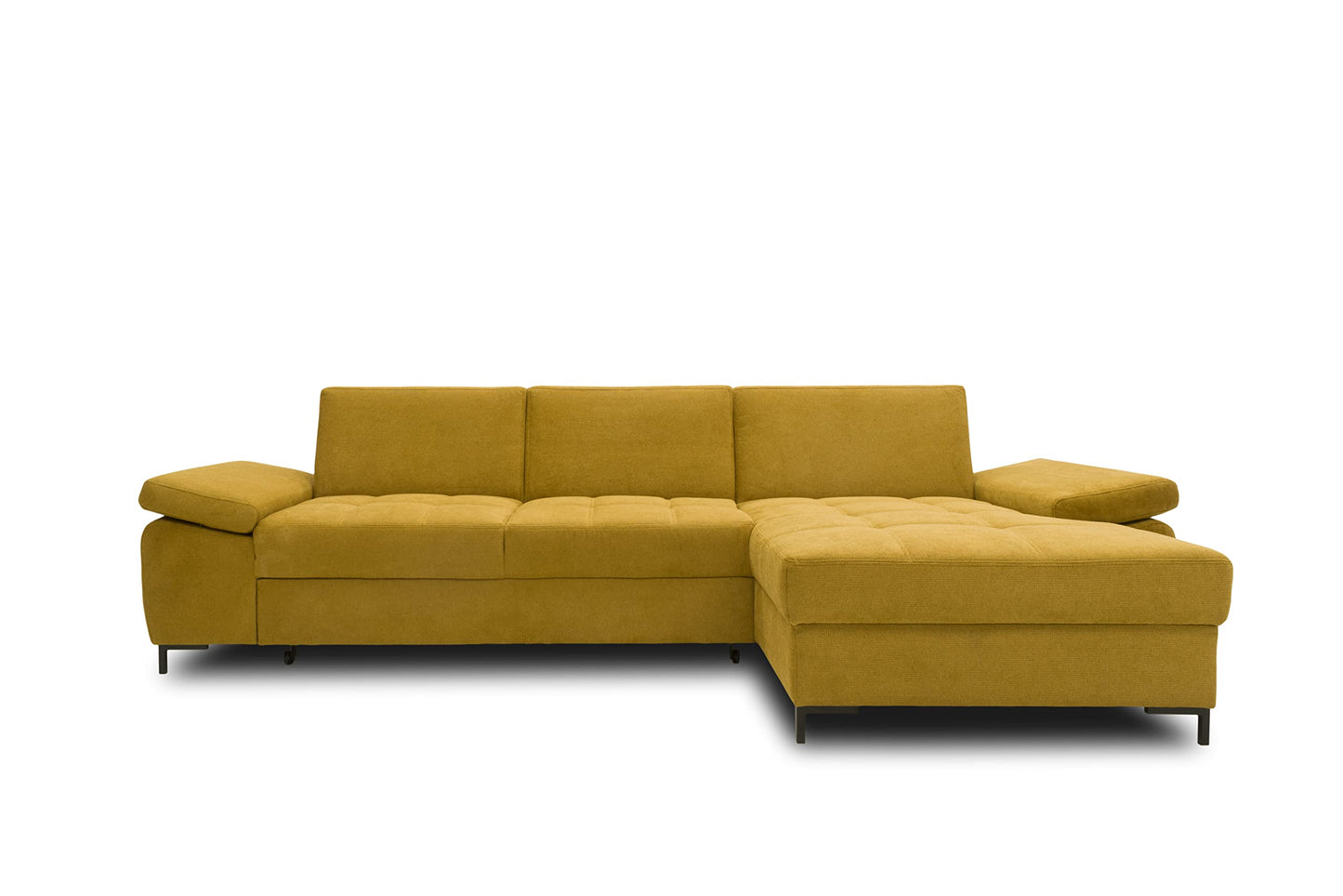 DOMO. collection Curacao Corner Sofa, Sofa Bed with Spring Core and Armrest Function in L-Shape, Couch with Sleep Function, Sofa, Upholstered Corner 297 x 160 x 84 cm (W x D x H), Cream