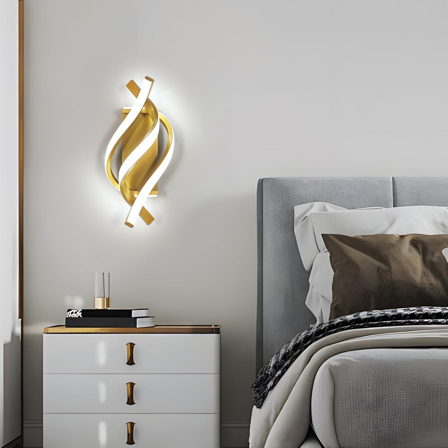 Comely Aluminium LED Wall Light Indoor Gold 22 W 2500 LM Modern Wall Light LED Wall Lighting Neutral Light 4500 K for Living Room Bedroom Hallway