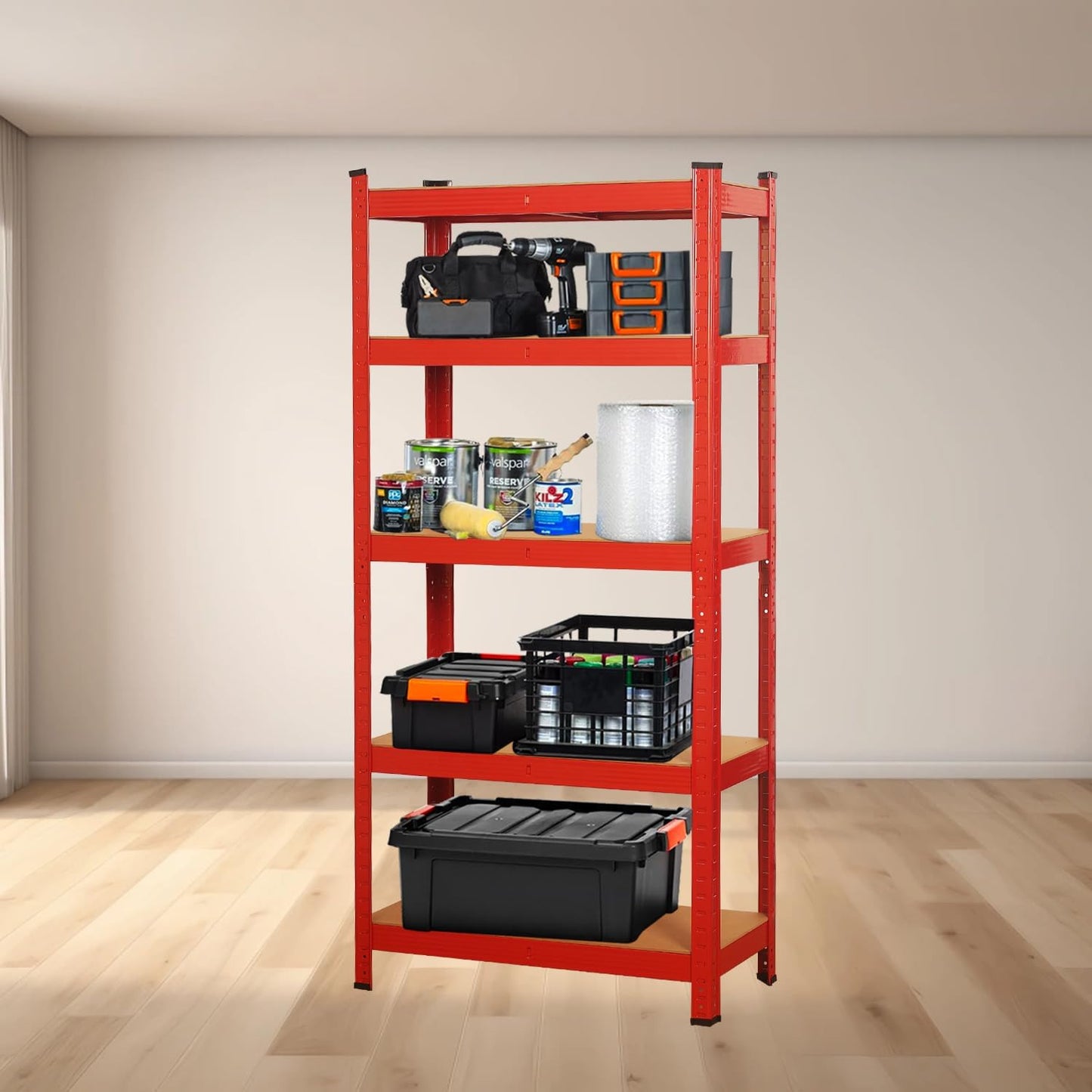 SIGNZWORLD Premium Heavy Duty Shelving Unit 150 x 70 x 30 cm, Mounting Material 875 kg Load Capacity, 5 Adjustable Sturdy Shelving MDF Panels for Storage Shelving Basement Shelving Garage Cellar Room