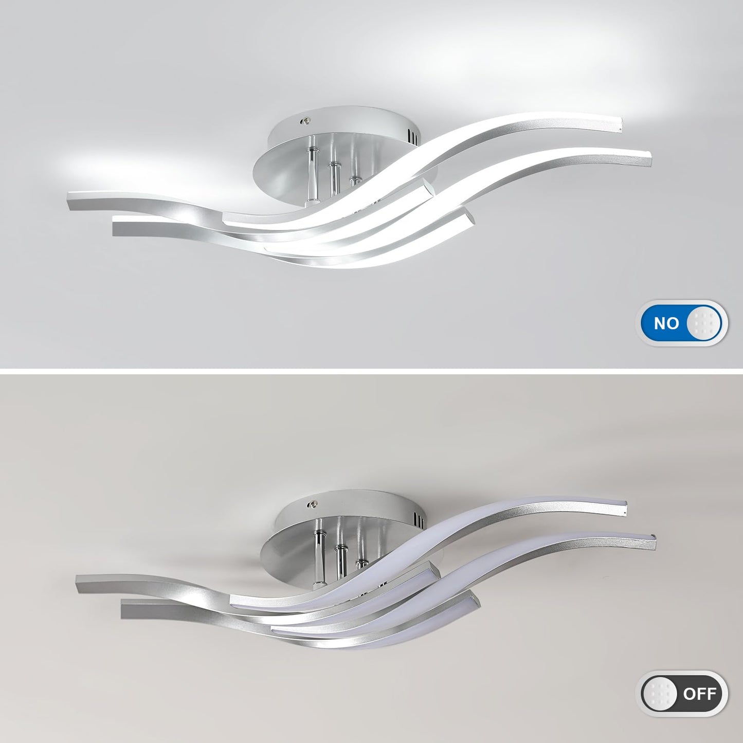 LED Ceiling Light, Kitchen Ceiling Light, Bedroom, 18 W 1620 LM Ceiling Light Living Room, 6500 K Cold White, 3 LEDs, Suitable for Bedroom, Dining Table, Hallway Lamp Ceiling, Balcony, Diameter 54 cm
