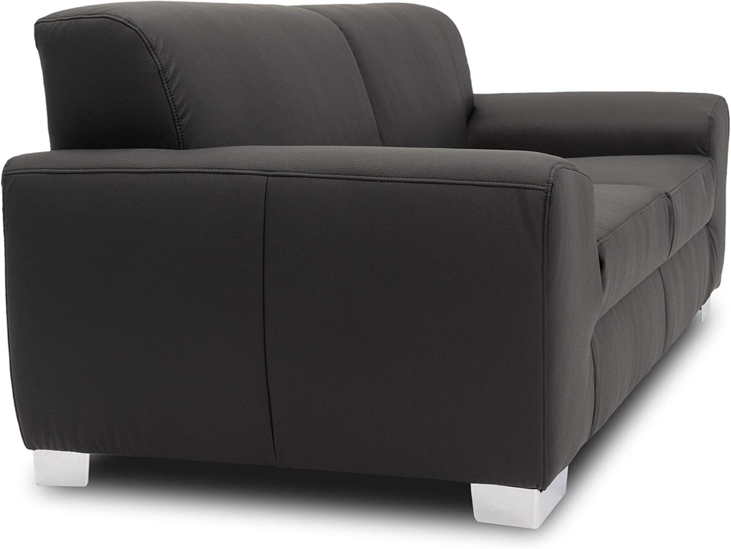 Domo Collection Ricardo Sofa, 3-Seater Couch, Set in Faux Leather, Black, 220 x 89 x 81 cm