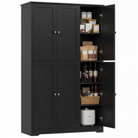 FirFurd Multi-Purpose Cabinet, 180 cm Kitchen Cupboard, Storage Cabinet, Buffet Cabinet with 6 Doors and Adjustable Shelves, All-Purpose Cabinet for Kitchen, Living Room, Entrance Area, 180 x 106 x 37