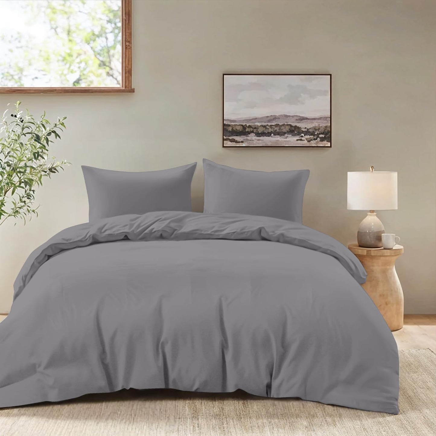 Dreamzie - Bed Linen 155 x 220 cm Set Green - Duvet Cover with 2 Pillowcases 80 x 80 cm - Soft and Easy Care Microfibre - Oeko-Tex