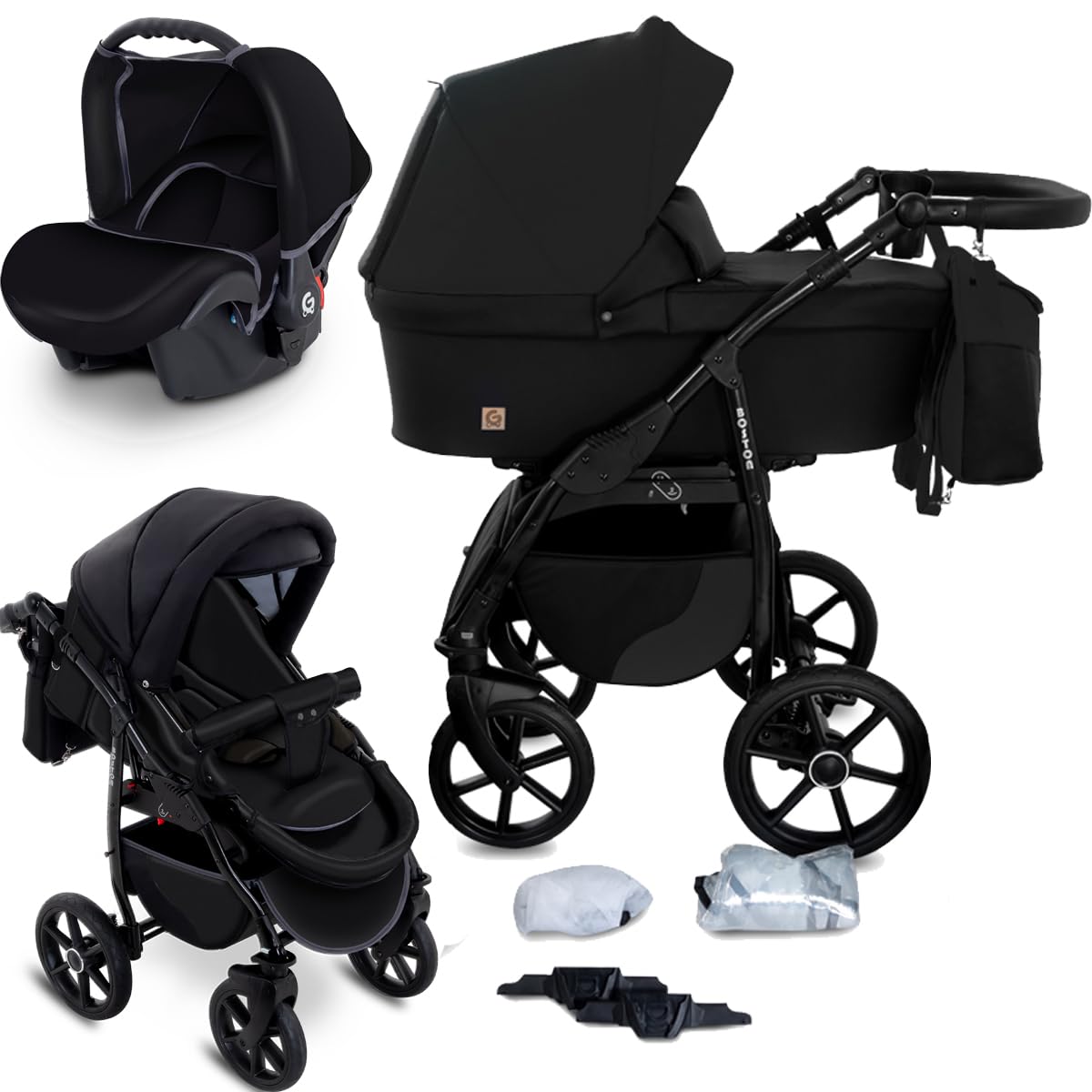 Boston 3-in-1 Combi-Pram Pram Baby Car Seat Buggy Carlo Complete Set