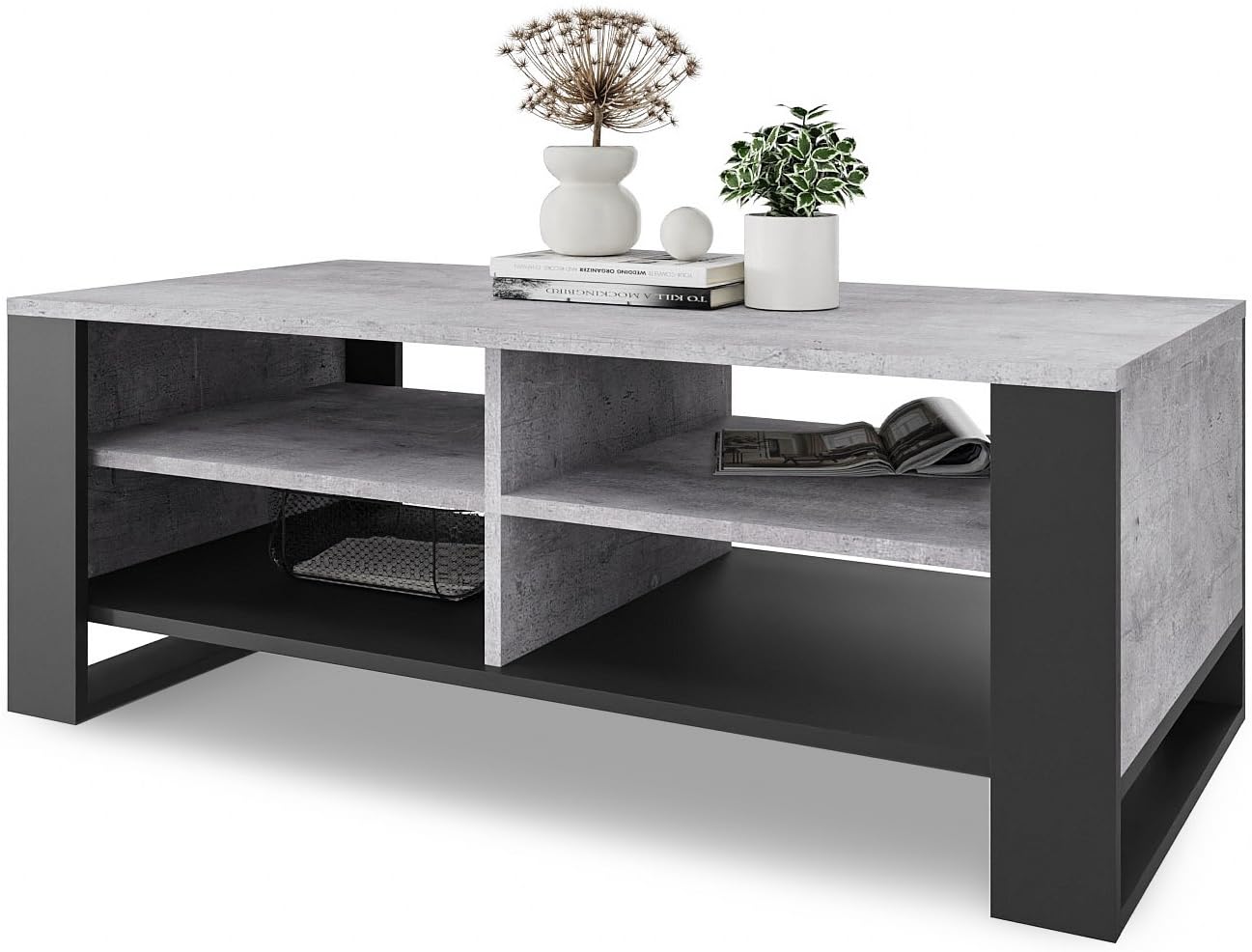 Meble Pitus Coffee Table - Living Room Table Modern - Coffee Table with Storage Space 90 x 50 x 50 cm - Table for Living Room - White