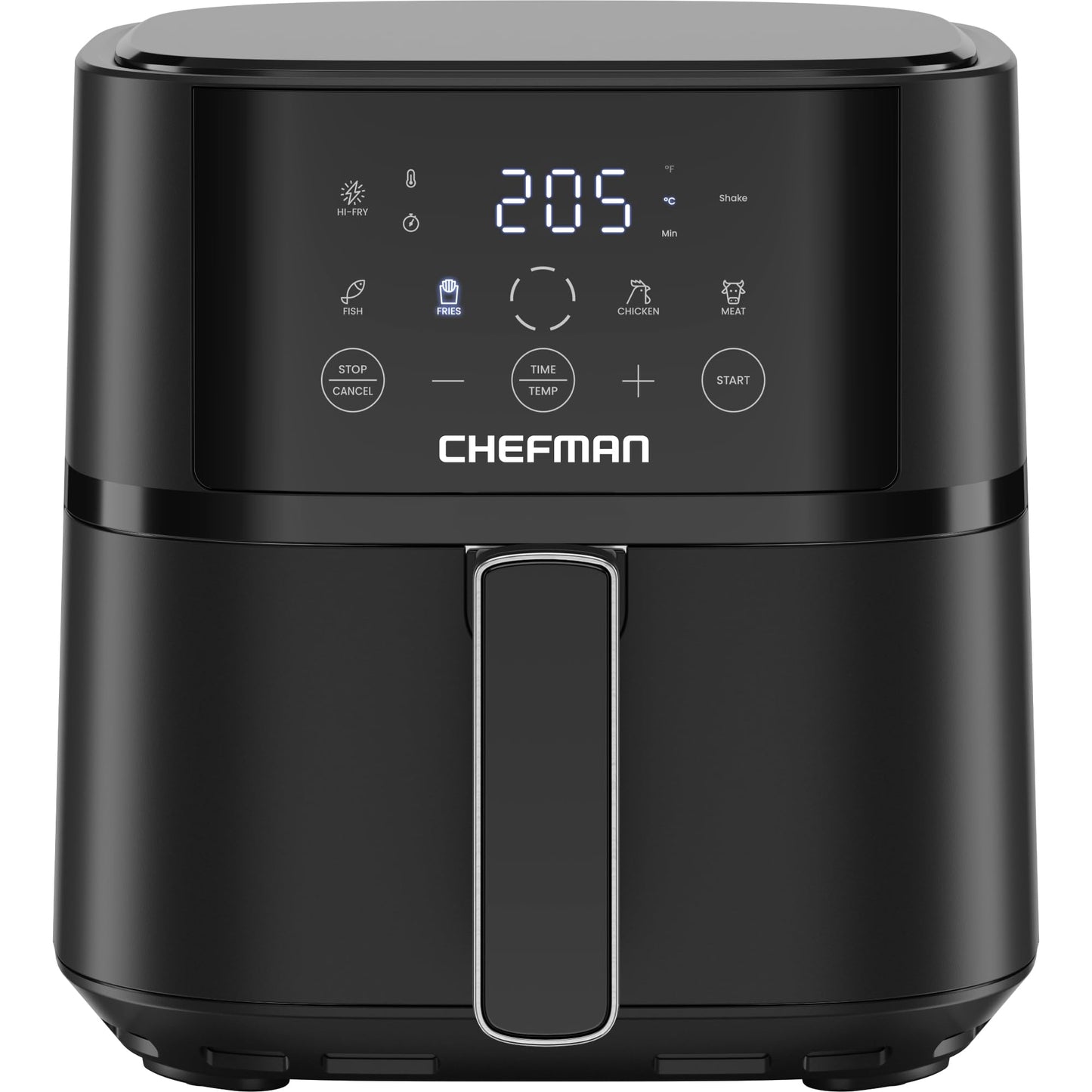 Chefman Hot Air Fryer - 3.75 L Compact Hot Air Fryer for Quick Meals, with Hi-Fry Technology, Viewing Window, Touch Controls, Non-Stick and Dishwasher Safe - Black
