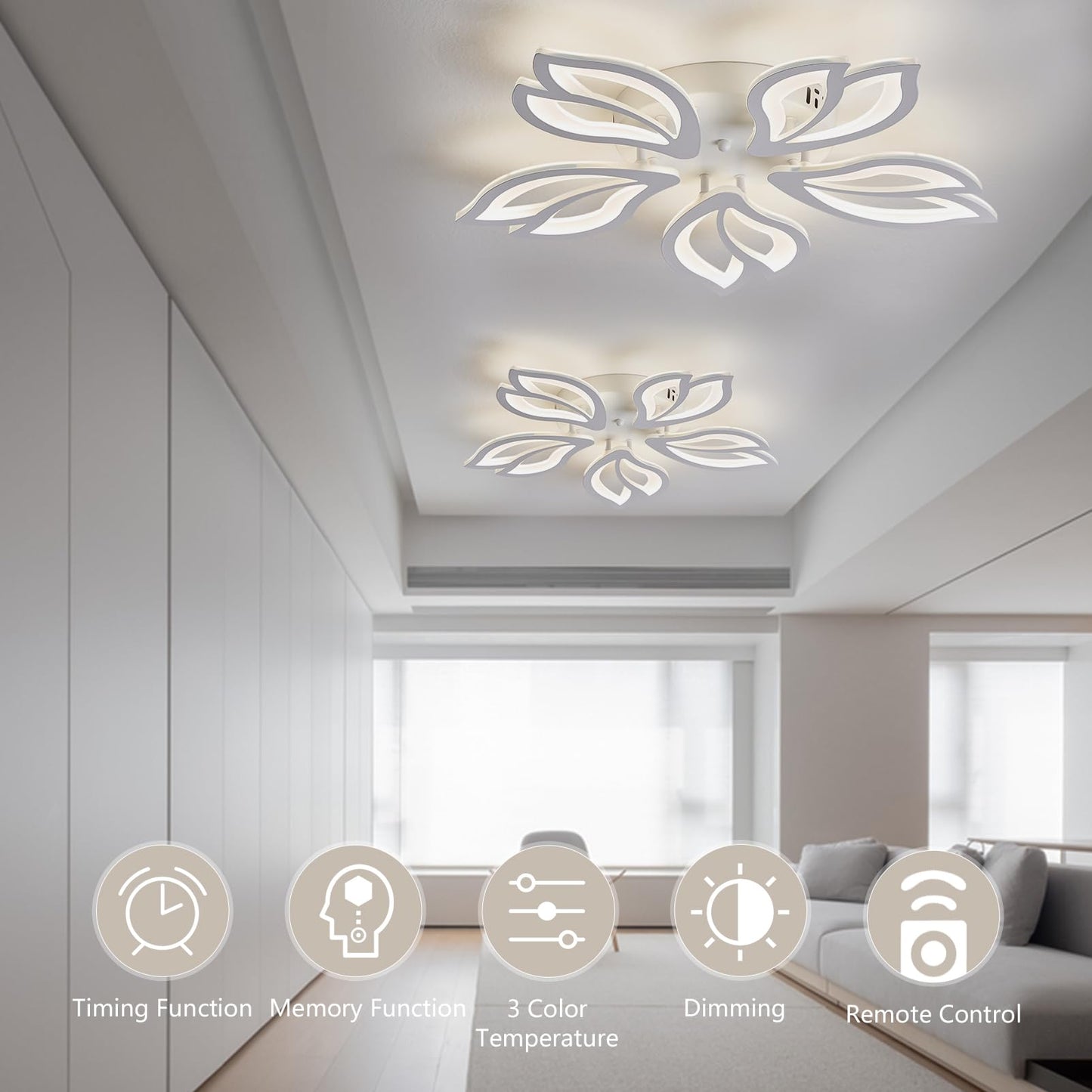 SUCIKORIO LED Deckenleuchte Dimmbar mit Fernbedienung, Modern LED Deckenlampe Rund Wohnzimmer 54W Wohnzimmerlampe 2700K-6500K Schlafzimmerlampe Decke mit APP für Schlafzimmer, Küche, Badezimmer, Flur
