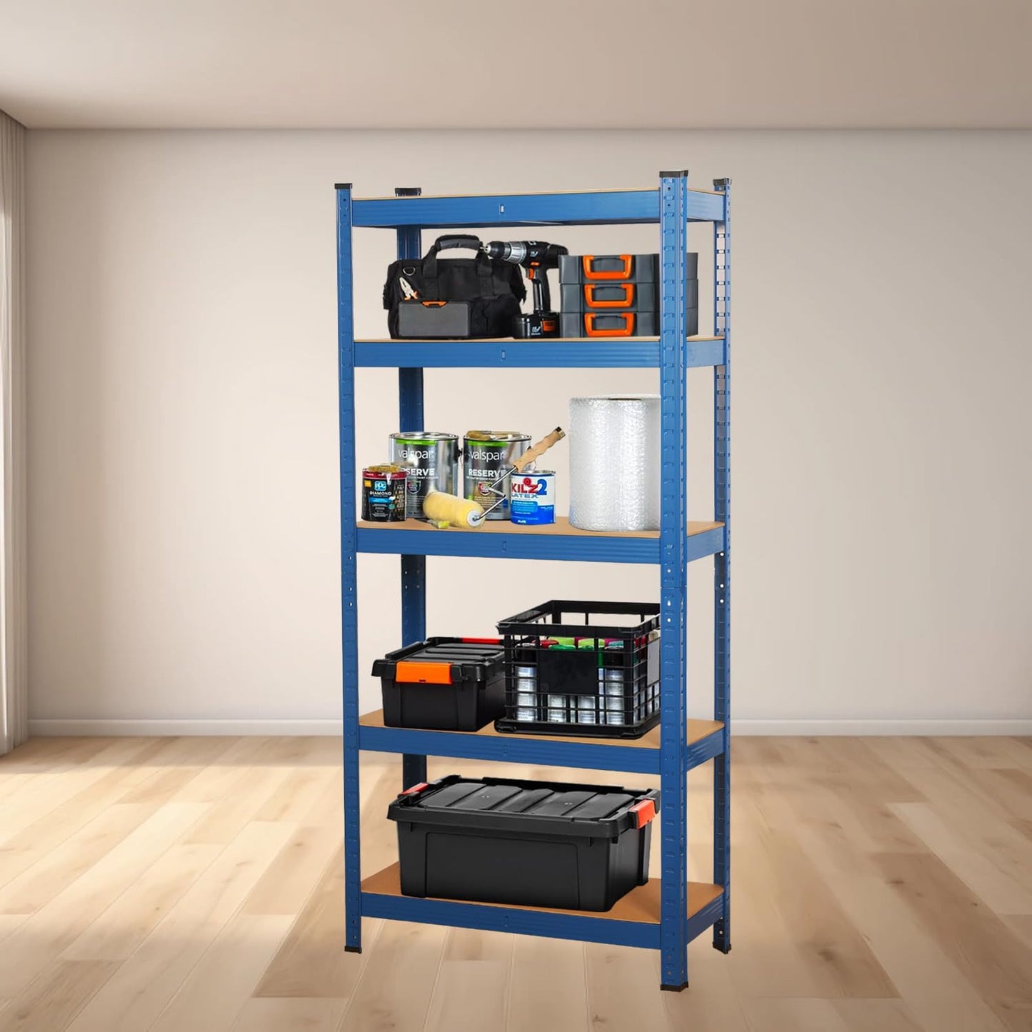 SIGNZWORLD Premium Heavy Duty Shelving Unit 150 x 70 x 30 cm, Mounting Material 875 kg Load Capacity, 5 Adjustable Sturdy Shelving MDF Panels for Storage Shelving Basement Shelving Garage Cellar Room