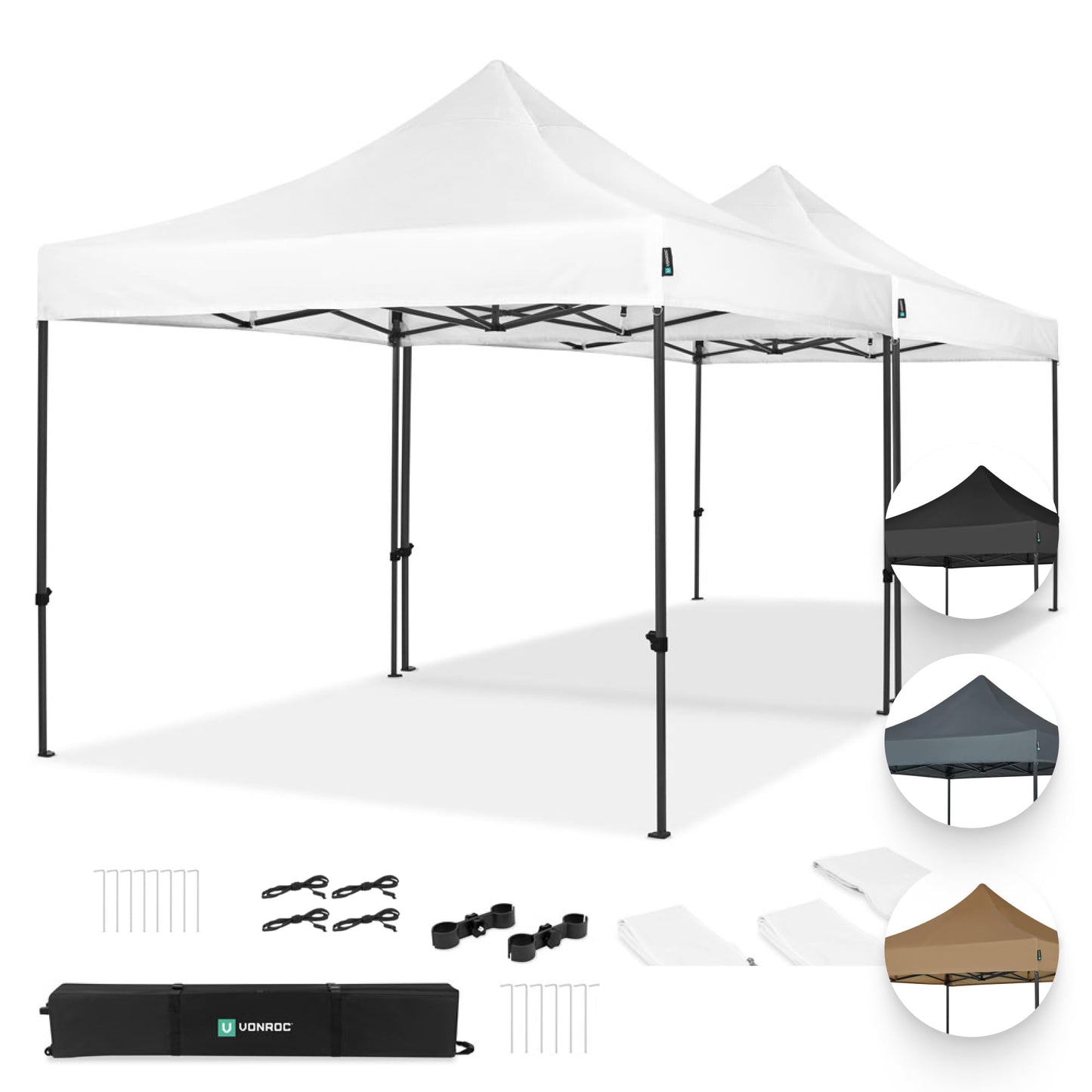 VONROC Gazebo 3 x 3 m Waterproof Stable – Party Tent EasyUp System [3Min Assembly] Pop-up Folding Gazebo Modular Expandable as Festival Tent, Garden Gazebo