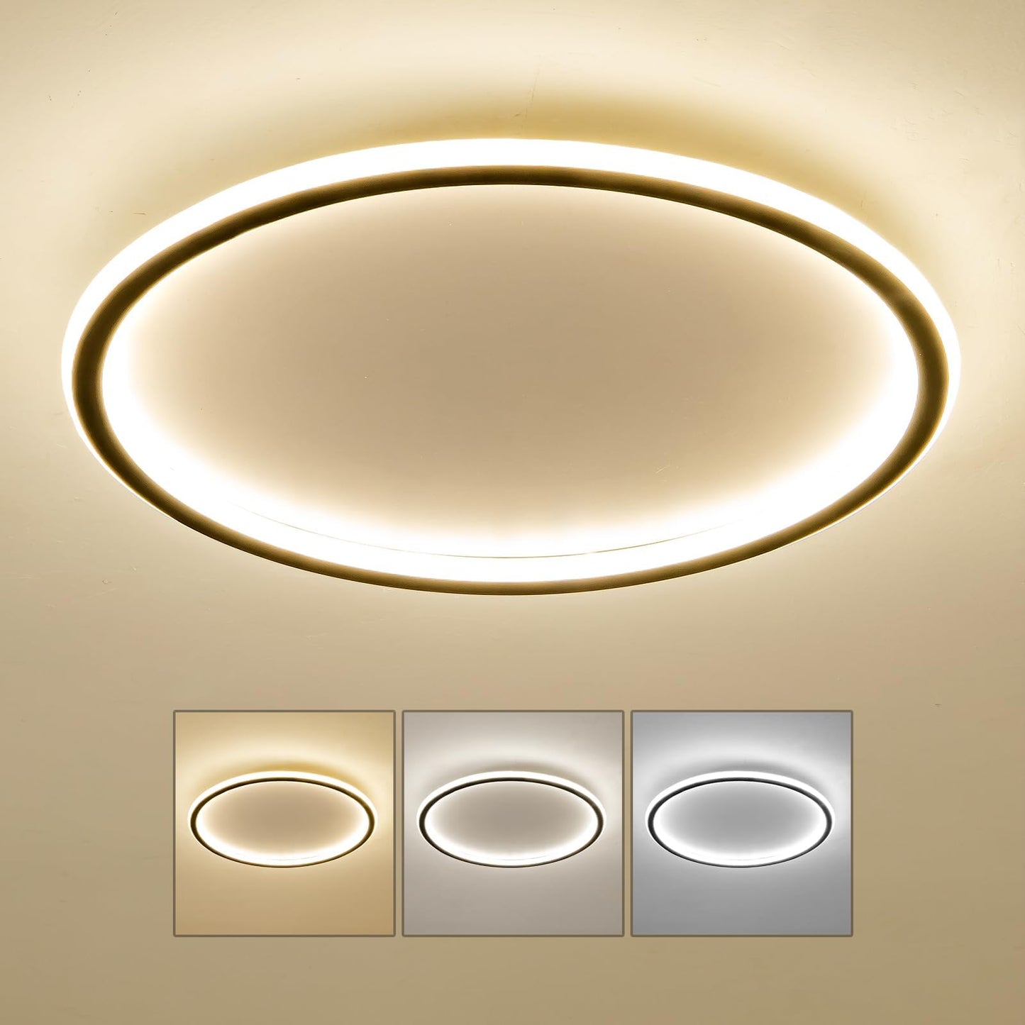 Mikeru 3000K Ceiling Light, 40 cm LED Round Ceiling Lighting, Warm White Ceiling Light, Flush Mount Bathroom Ceiling Lights Without Remote Control for Living Room, Hallway, Bedroom