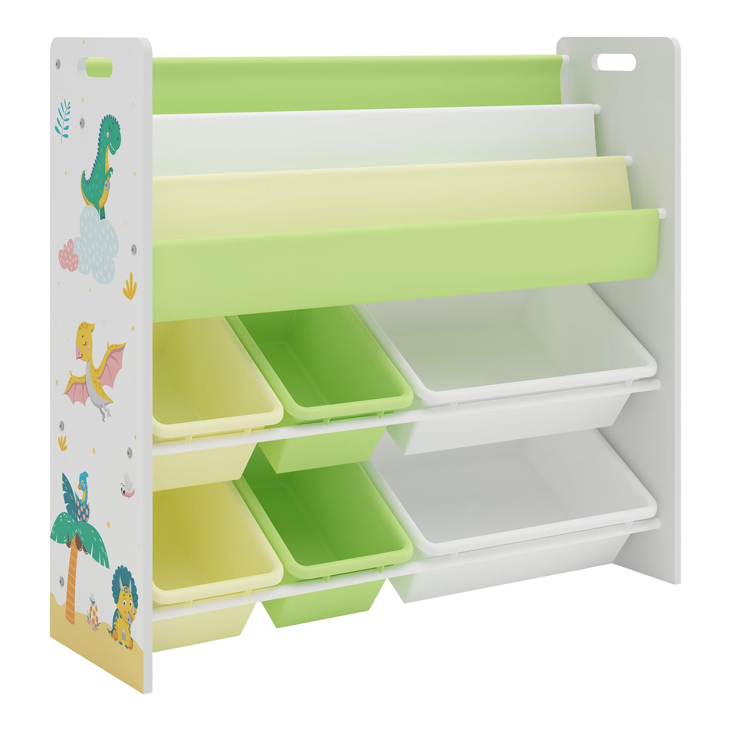 [en.casa] Kinderregal Rødøy Bücherregal für Kinder mit 6 Kisten Spielzeugregal 78 x 86 x 27 cm Spielzeug Aufbewahrung Koala Motiv