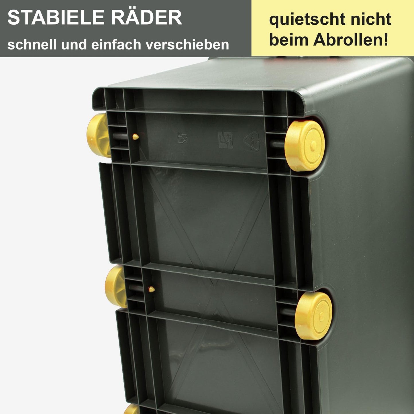 Babykajo 3 Storage Boxes with Lid and Wheels 50 L - Stacking Boxes with Lid Opaque - Plastic Box with Lid for Closing - Boxes Storage with Lid