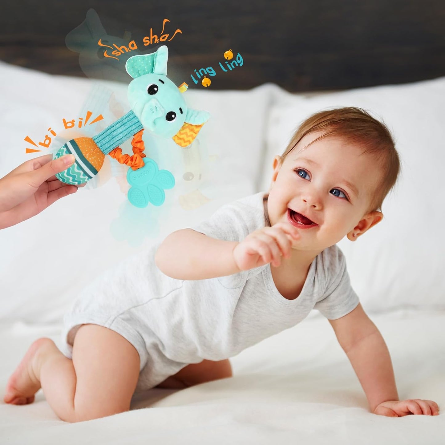 Venditer Pack of 2 Baby Rattle 0-6 Months, Grasping Toy Baby Baby Rattle Baby Toy for Toddlers 0-12 3 6 Months Boys Girls Gift