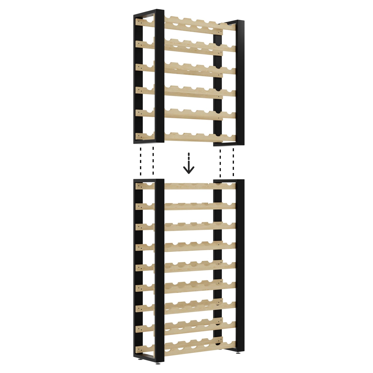 Lenmar RW Series Wooden Wine Rack for Bottles, Loft, Bottles, Wine, Bottle Rack, Cellar Rack, Shelves, Bottle Holder, Wine Stand, etc. (Loft 135, 204 x 104 x 27, 135 Bottles)