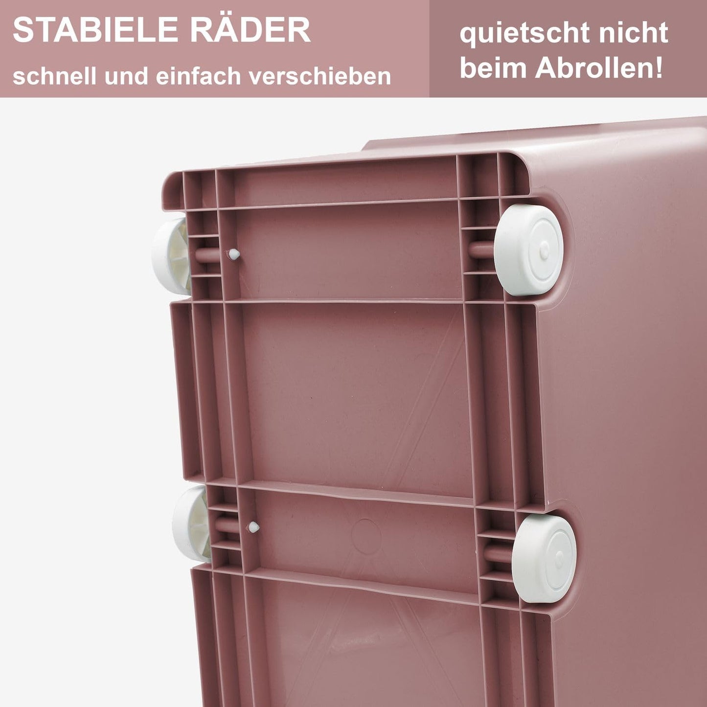 Babykajo 3 Storage Boxes with Lid and Wheels 50 L - Stacking Boxes with Lid Opaque - Plastic Box with Lid for Closing - Boxes Storage with Lid