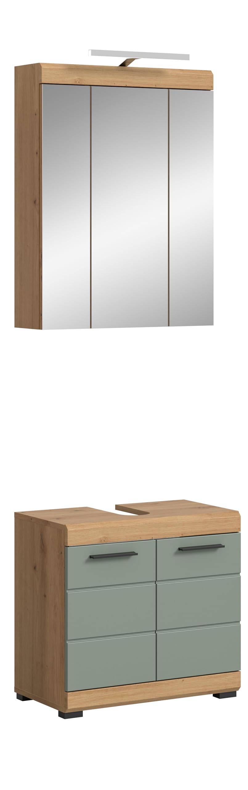 Badezimmer Scout X06B2723 Wall-Mounted Cupboard Wide Cabinet in Front White High Gloss Body Smoke Silver Nb. Approx. 74 x 79 x 24 cm