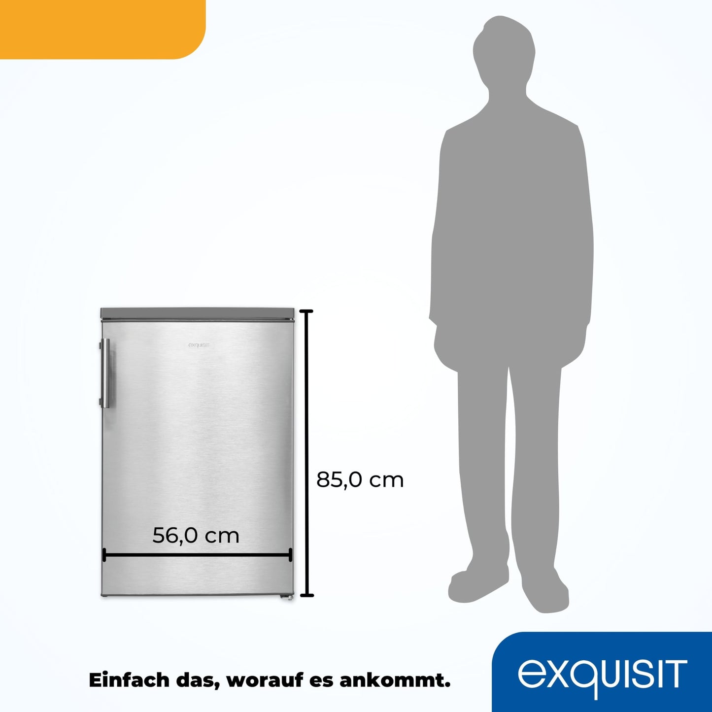 Exquisit Fridge with Freezer, 120 Litres, 2 Shelves, Vegetable Drawer, 4-Star Freezer, Freestanding, Door Hinge, EEK D, KS516-4-H-010D White