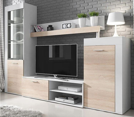 MEBLE KRYSPOL Solido Living Room Wall Unit - Living Room Furniture - Modern Living Room Wall Unit - Sideboard Living Room Cabinet Wall - Living Room Furniture Modern - Shelf White - TV Cabinet -