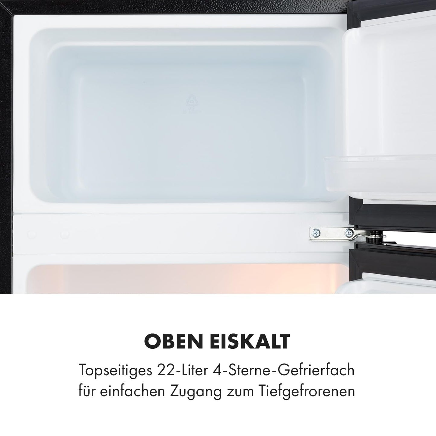 Klarstein Big Daddy Fridge with Freezer, Cool Freezer Combination, Fridge Quiet, LED, 87 Litres: Fridge with 61 L and Freezer 26 L, Black