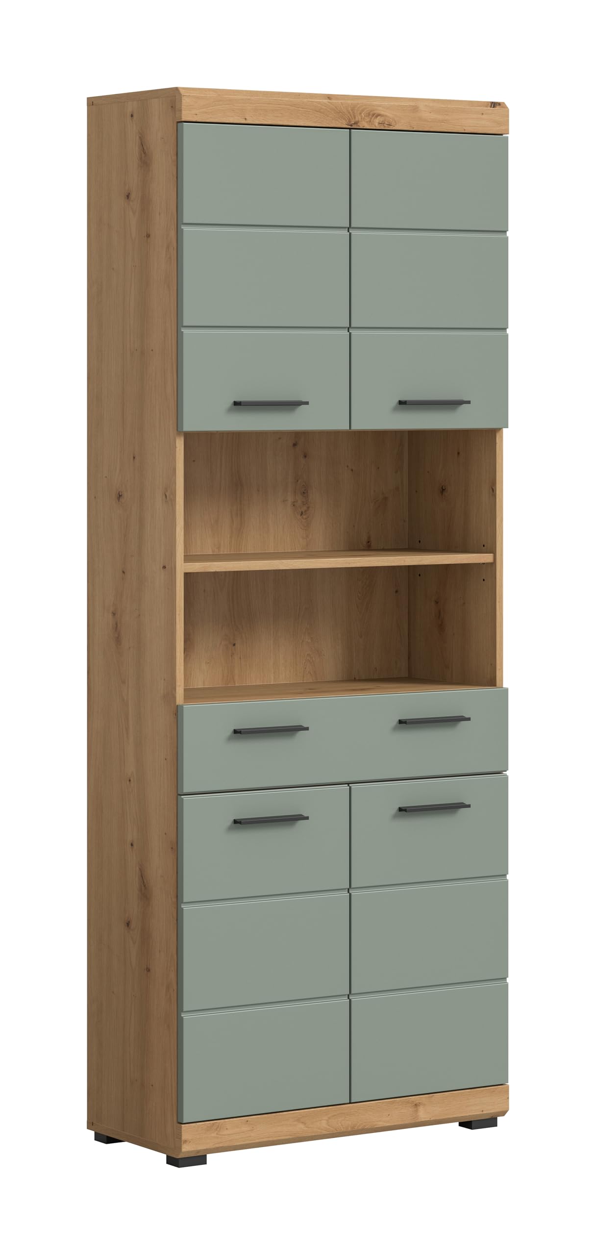 Badezimmer Scout X06B2723 Wall-Mounted Cupboard Wide Cabinet in Front White High Gloss Body Smoke Silver Nb. Approx. 74 x 79 x 24 cm