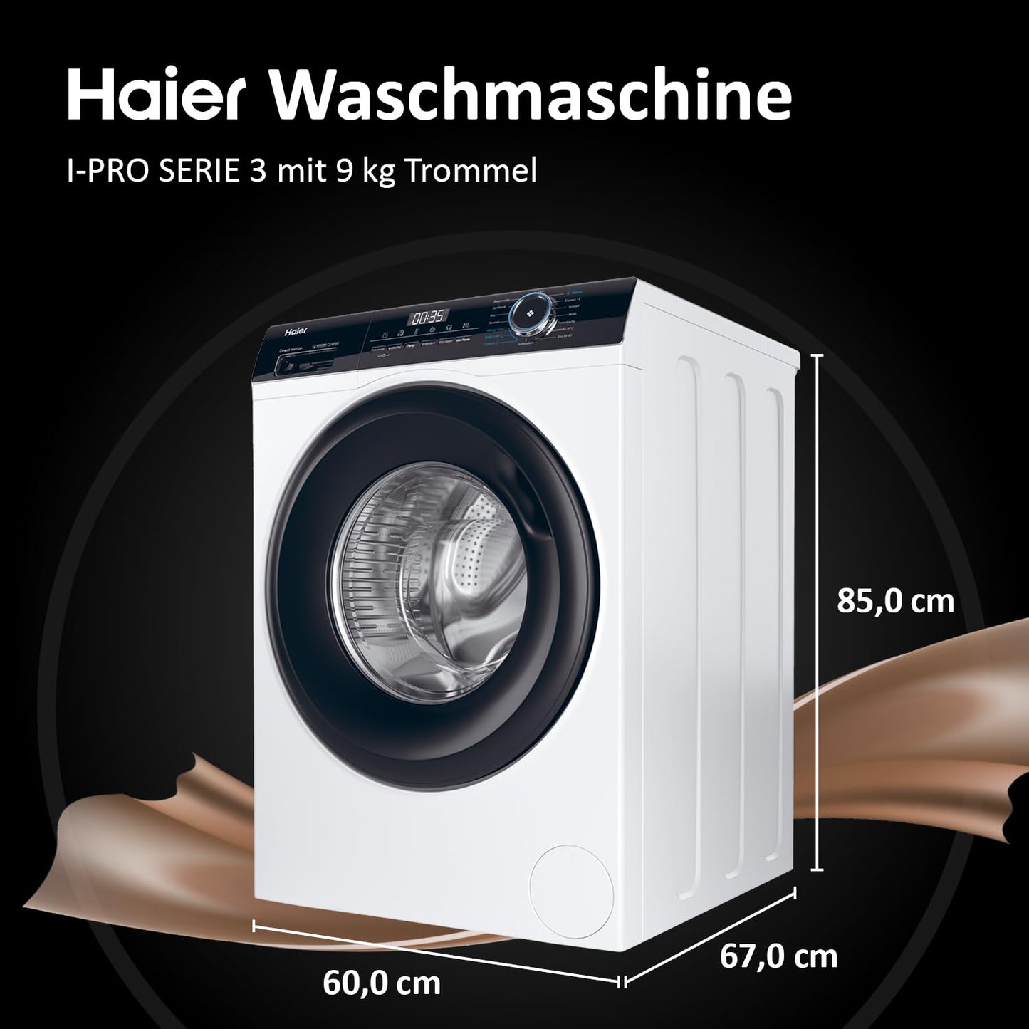 Haier I-Pro Series 5 HW90-B14959U1 Washing Machine, 9 kg, A: Best Efficiency, Direct Motion Motor, Absolutely Quiet, Smart Home, Wi-Fi & hOn App, XL Drum, Refresh Steam Program, ABT