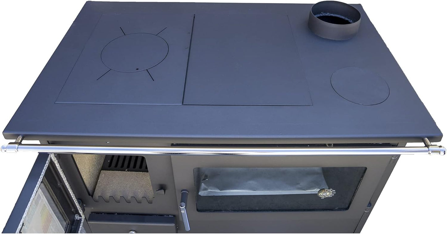 Viki 25071 Workshop Stove with Baking Compartment and Hob 10.5 kW Swedish Stove Fireplace Hut Oven