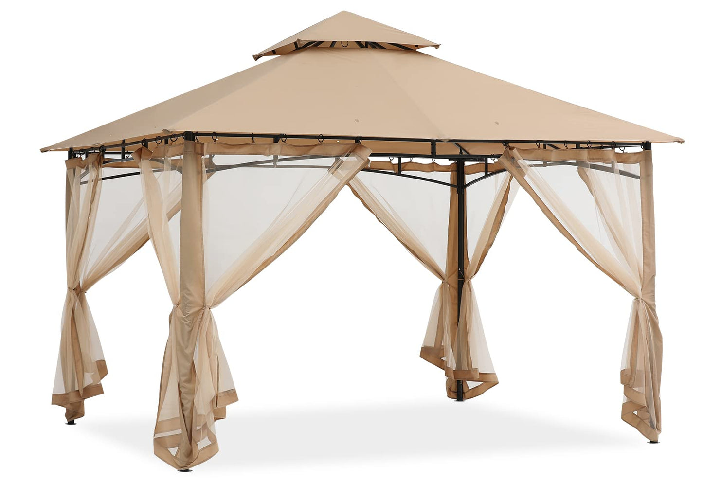 ABCCANOPY Pavillon 2.5x2.5m Wasserdicht Stabil Winterfest Gartenpavillon，Doppeldachweichdach Hinterhof-Partyzelt mit Netz für Schatten und Regen,Grau