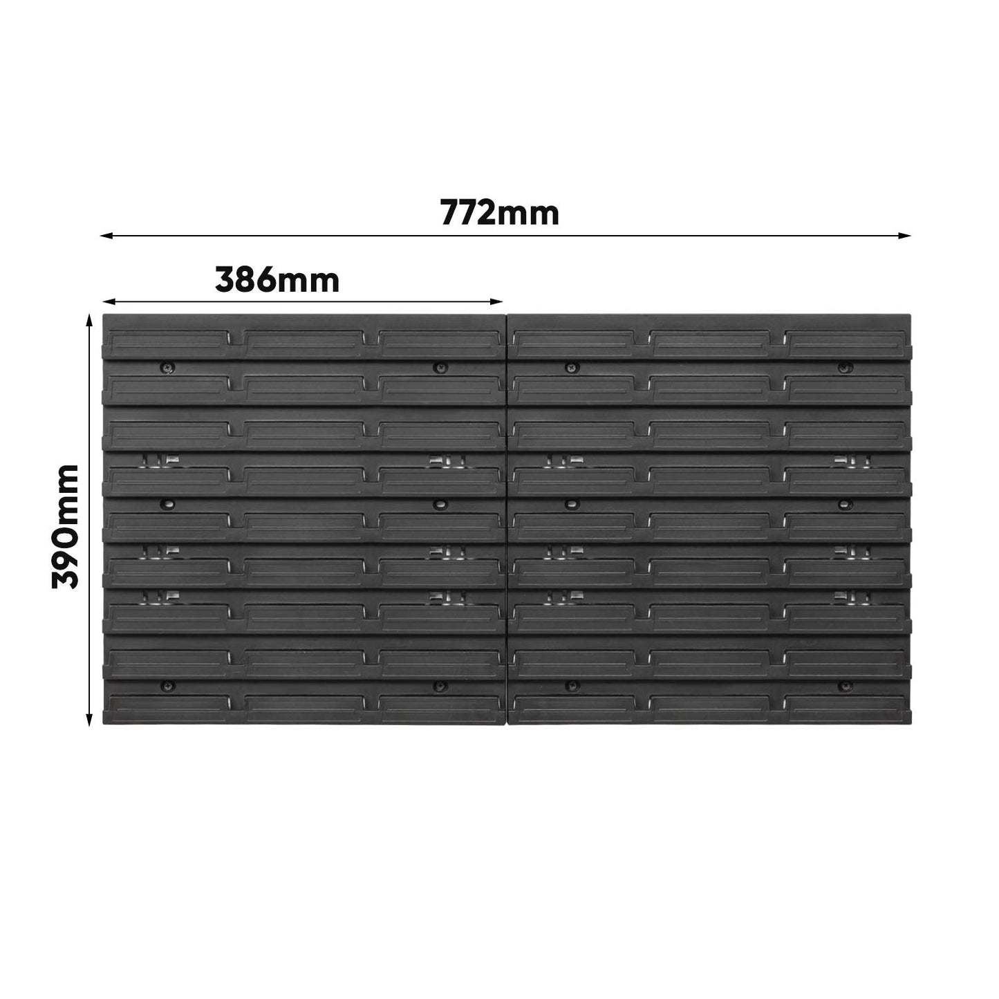 PAFEN Storage System, Stacking Boxes with Lid, Wall Shelf, 772 x 390 cm, Pack of 24 Boxes, Tool Wall, Workshop Shelf, Chute Rack, Black/Red