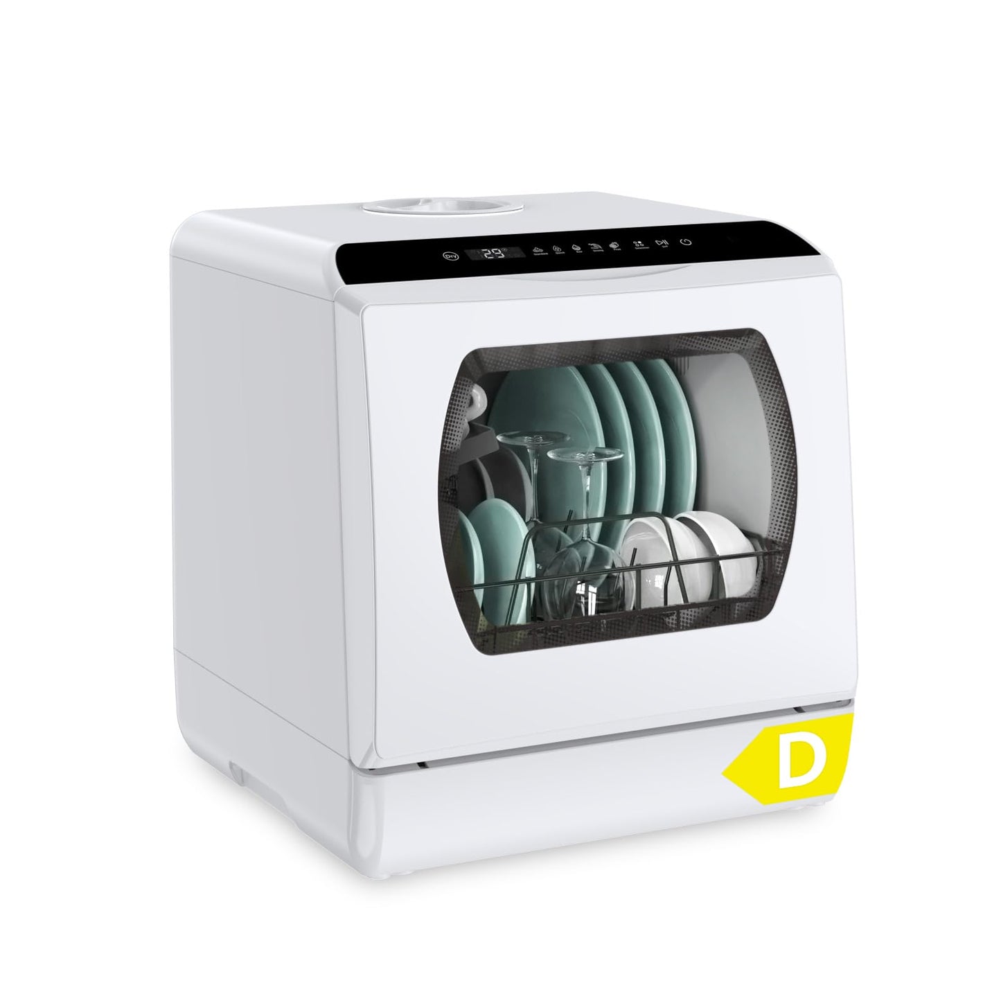 Hermitlux Tischgeschirrspüler, mini spülmaschine mit 7+3 Programme, 5 Maßgedecken, 5L Wassertank, Startverzögerung und Kindersicherung