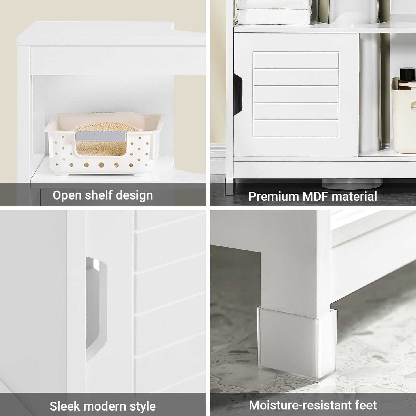 SoBuy FRG128-W Vanity Unit Bathroom Cabinet with Foot Pads, Vanity Unit for Bathroom, Bathroom Furniture, White, 60 x 61 x 30 cm