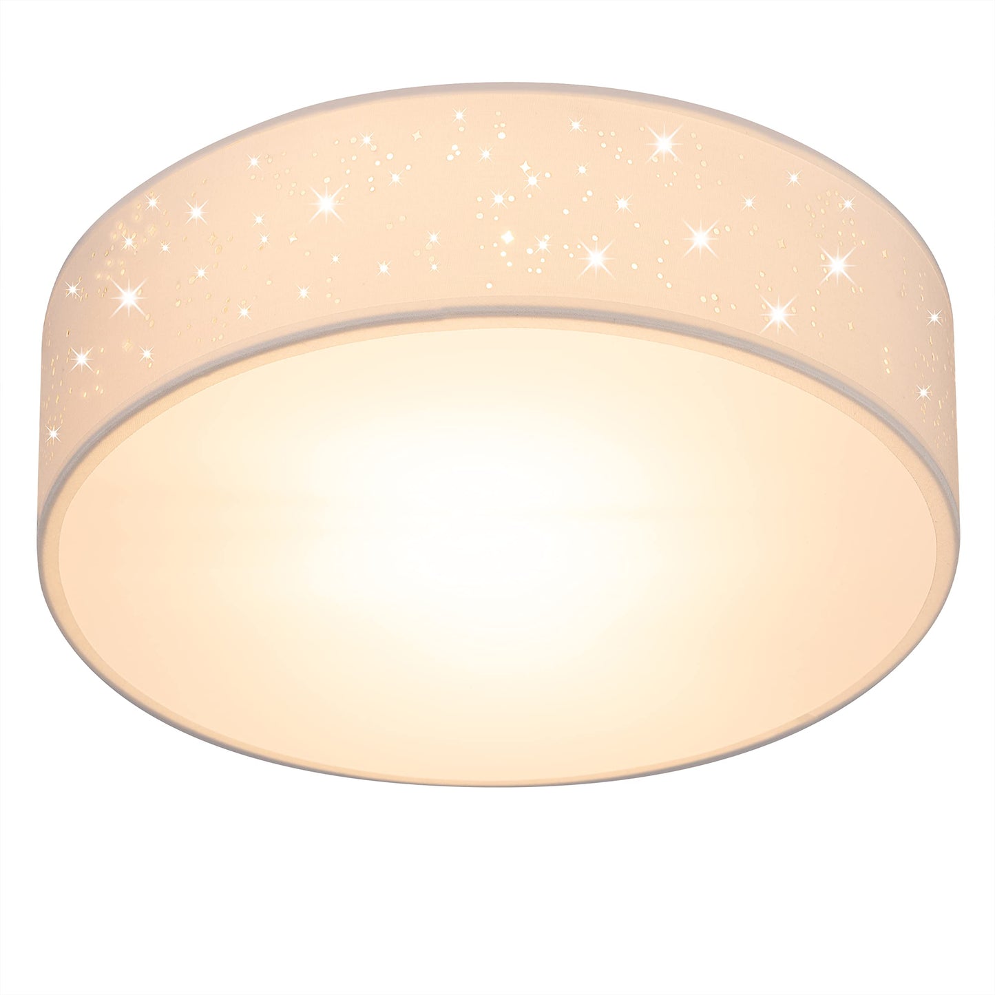 MONZANA® Ceiling Light Starry Sky Living Room Bedroom E27 Grey Round 38 cm Fabric Shade 2 Bulbs 40 W Kitchen Lamp Ceiling Light Fabric Ceiling Lamp