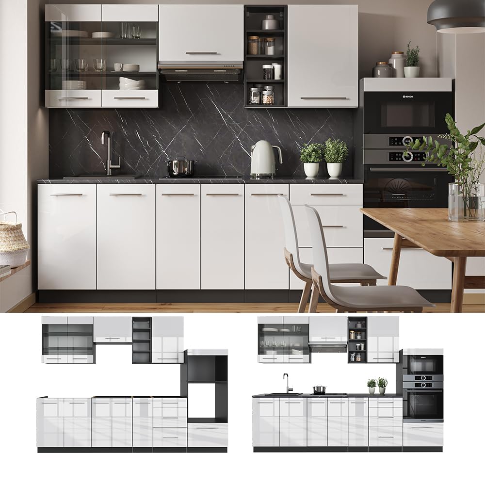 Vicco Kitchen Unit Fame-Line Goldkraft Oak / Anthracite 280 cm without Worktop