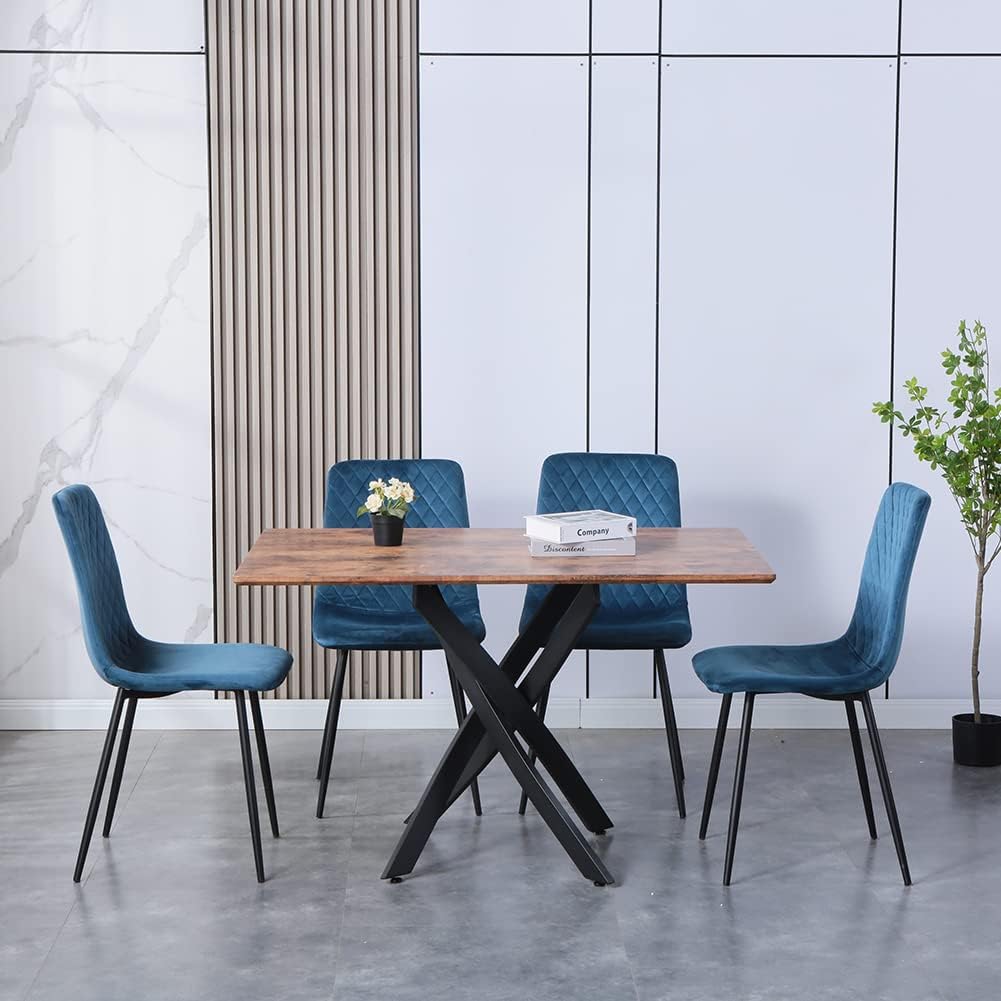 GOLDFAN Glas Esstisch Küchentisch Glastisch Silberne Metalltischbeine Moderner Stil Quadratischen Tisch für Büro Küche 110cm