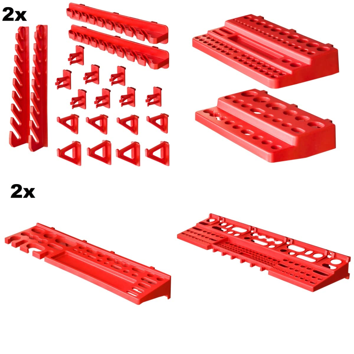 Storage System Workshop Shelving | 172 x 78 cm | Pack of 78 | Wall Shelf with Tool Holders and Stacking Boxes - Wall Plates Extra Strong Shed Shelf Warehouse Wall Storage Shelf Garage Shelf