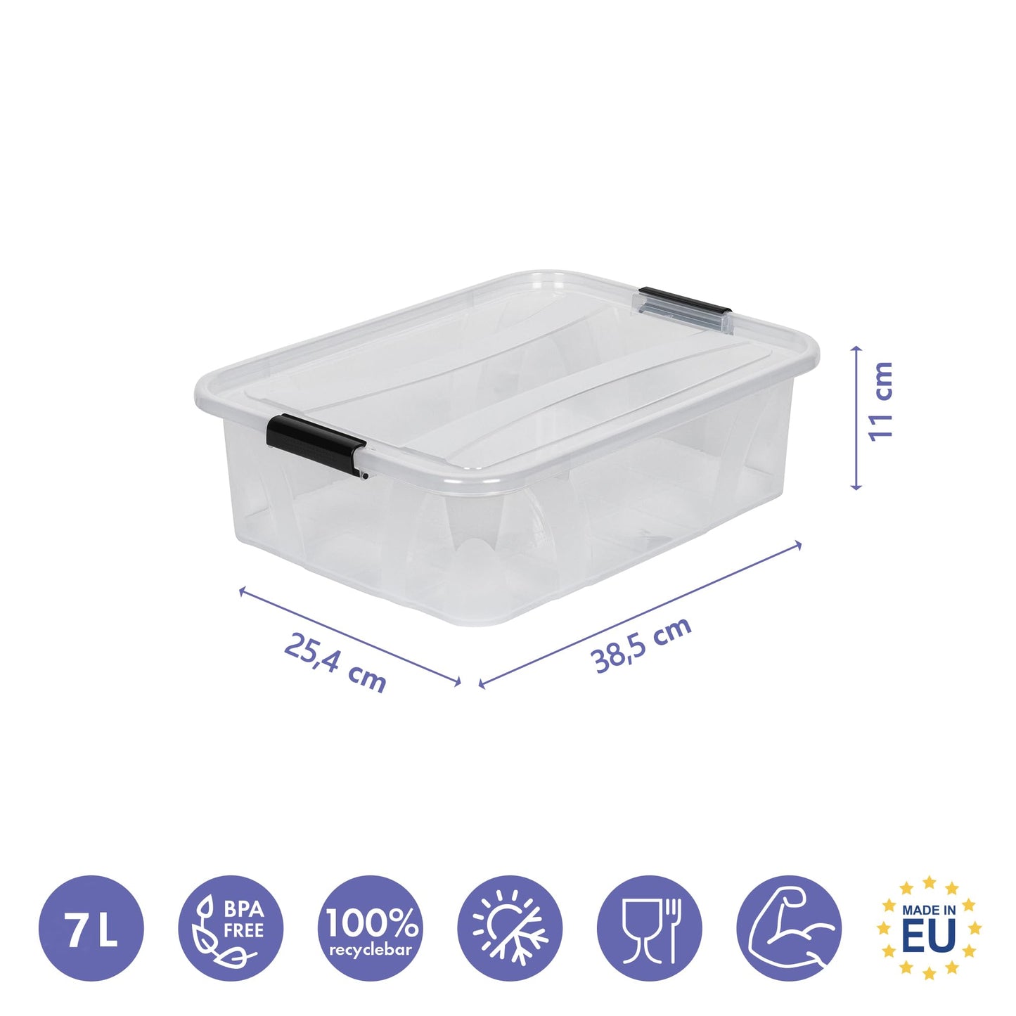 Kreher Master Storage Boxes with Lid in Transparent Design Various Sizes (Selectable) Made of Durable Plastic (80 Litres)