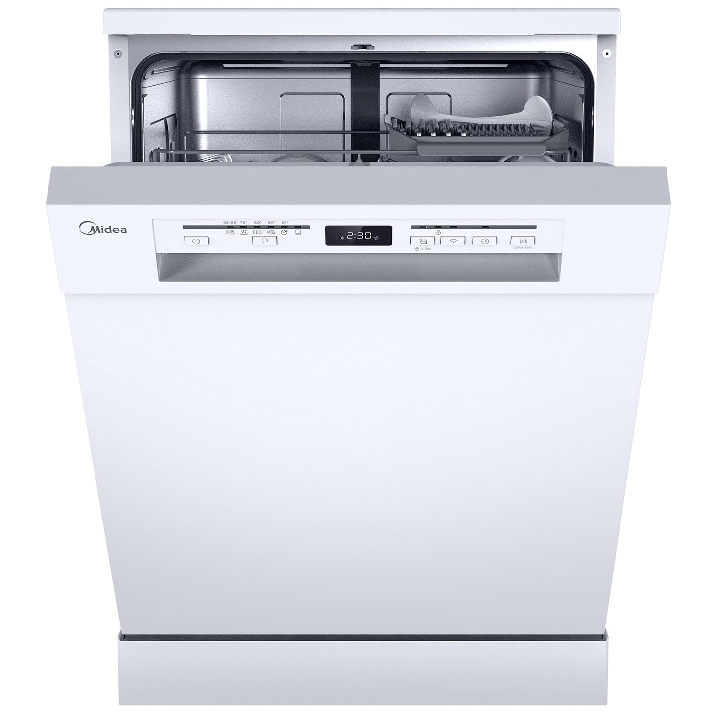 Midea SU 5.35X14CS Dishwasher Base, 14 MGD, Dishwasher 60 cm, Home Connect, Hygiene Care+, Machine Care +, Extra Drying, Half Load, 44 db, Start Delay, Stainless Steel