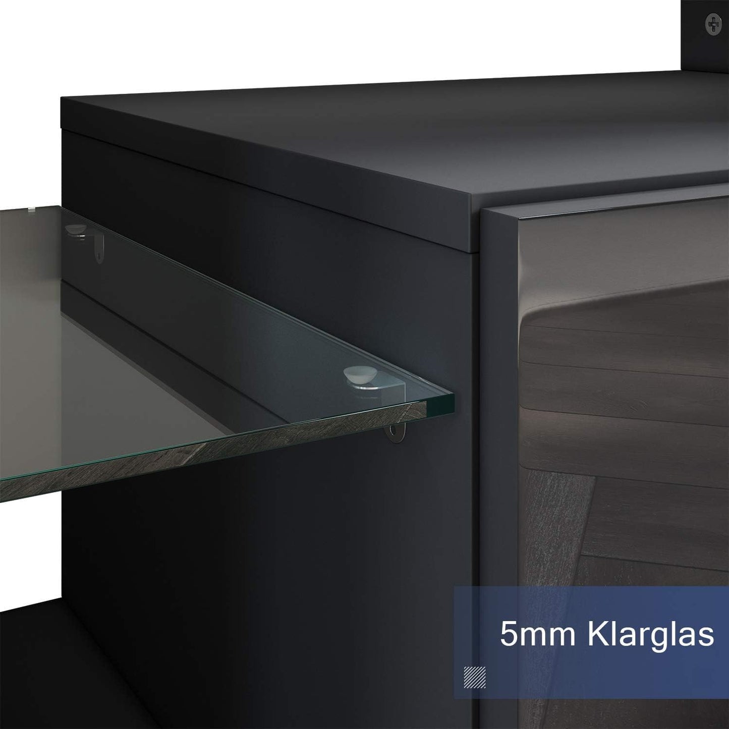 SONNI Modern TV Cabinet 180 cm, Lowboard High Gloss White with 16 Colours LED Lighting, Drawer, Open Glass Shelves, TV Stand for TVs up to 65 Inches, Living Room & Bedroom, 180 x 35 x 45 cm